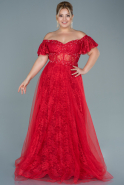 Большое Длинное Кружевное Платье красный ABU2643
