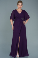 Длинное Шифоновое Вечернее Платье Тёмно-пурпурный ABU2577
