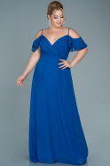 Большое Шифоновое Вечернее Платье Ярко-синий ABU2623