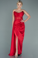 Длинное Атласное Вечернее Платье красный ABU2582