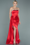 Длинное Атласное Вечернее Платье красный ABU2618