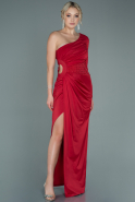 Длинное Атласное Вечернее Платье красный ABU2659