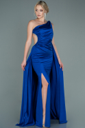 Длинное Атласное Вечернее Платье Ярко-синий ABU2622