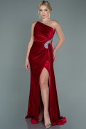 Длинное Велюровое Вечернее Платье красный ABU2626