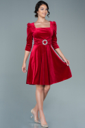 Короткое Бархатное Платье красный ABK1514