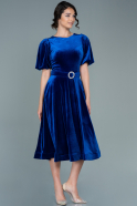 Миди Бархатное Вечернее Платье Ярко-синий ABK1516