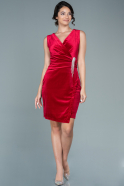 Короткое Бархатное Платье красный ABK1518