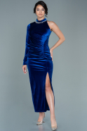 Миди Бархатное Вечернее Платье Ярко-синий ABK1519