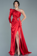 Длинное Атласное Вечернее Платье красный ABU2676