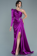 Длинное Атласное Вечернее Платье Фиолетовый ABU2676