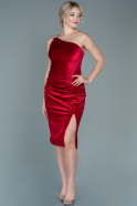Миди Бархатное Пригласительное Платье красный ABK1531