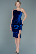 Миди Бархатное Пригласительное Платье Ярко-синий ABK1531