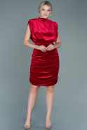 Короткое Бархатное Платье красный ABK1533