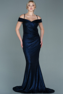 Длинное Вечернее Платье Русалка Темно-синий ABU2694