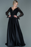 Длинное Вечернее Платье Черный ABU2688