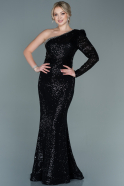 Длинное Вечернее Платье Черный ABU2695