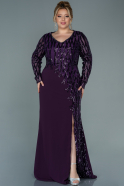 Длинное Шифоновое Вечернее Платье Пурпурный ABU2572