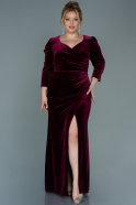 Длинное Бархатное Вечернее Платье Бордовый ABU2697