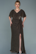 Длинное Свободное Вечернее Платье Черный-Золотой ABU2648