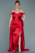Большое Атласное Платье красный ABU2670