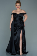 Большое Атласное Платье Черный ABU2670