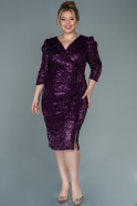 Миди Платье С Чешуей Для Полных Пурпурный ABK1525