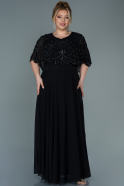 Длинное Шифоновое Вечернее Платье Черный ABU2699