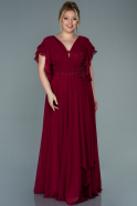 Большое Шифоновое Вечернее Платье Бордовый ABU2105