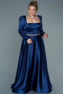 Большое Атласное Платье Темно-синий ABU2684
