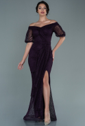Длинное Вечернее Платье Из Кружева Пурпурный ABU2427