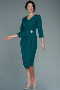 Миди Пригласительное Платье Изумрудно-зеленый ABK1354