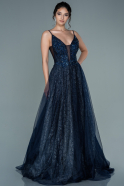 Длинное Помолвочное Платье Темно-синий ABU1442