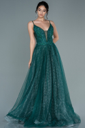 Длинное Помолвочное Платье Изумрудно-зеленый ABU1442