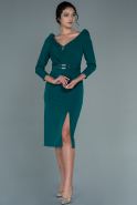 Миди Пригласительное Платье Изумрудно-зеленый ABK1261