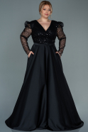 Большое Атласное Платье Черный ABU2756