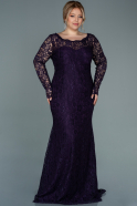 Кружевное Платье Большого Размера Пурпурный ABU1574