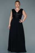 Длинное Шифоновое Вечернее Платье Черный ABU2762