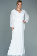 Длинное Шифоновое Вечернее Платье Белый ABU2763