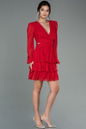 Короткое Шифоновое Платье красный ABK1571
