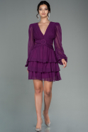Короткое Шифоновое Платье Пурпурный ABK1571