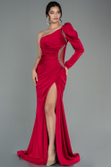Длинное Атласное Вечернее Платье красный ABU2778
