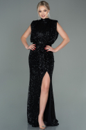 Длинное Чешуйчатое Вечернее Платье Черный ABU2752