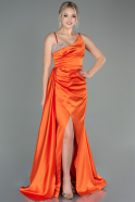 Длинное Атласное Вечернее Платье Оранжевый ABU2768