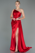 Длинное Атласное Вечернее Платье красный ABU2465