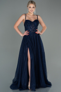 Длинное Вечернее Платье Темно-синий ABU2785