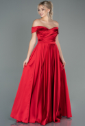 Длинное Атласное Вечернее Платье красный ABU2750