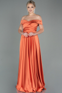 Длинное Атласное Вечернее Платье Оранжевый ABU2750