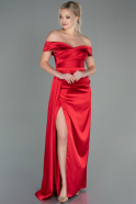 Длинное Атласное Вечернее Платье красный ABU2751