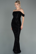 Длинное Чешуйчатое Вечернее Платье Черный ABU2780