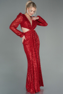 Длинное Чешуйчатое Вечернее Платье красный ABU2784
